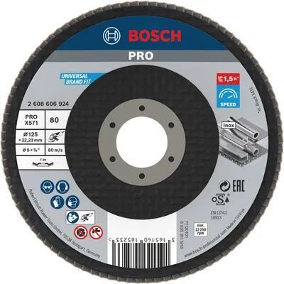 Produktbild von PRO X571 Fächerschleifscheibe, abgewinkelt, 125 mm, K80