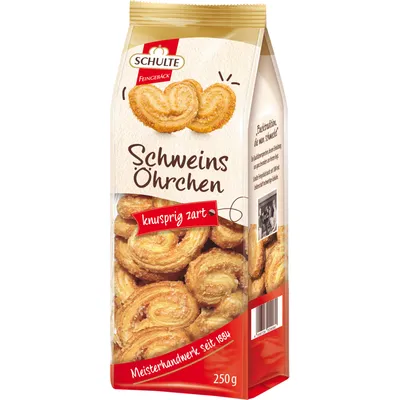 Produktbild von Sušenky Schulte s vepřovým uchem z jemného křupavého listového těsta 250g
