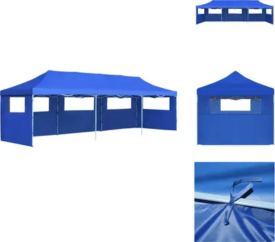 Obrázek produktu pro vidaXL Skládací párty stan pop-up s 5 bočními stěnami 3 x 9 m modrý - Pavilony a párty stany