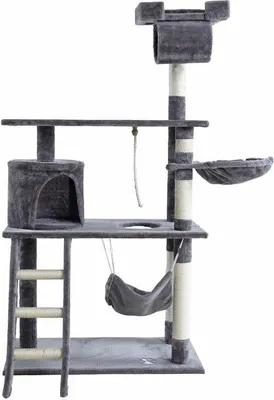 Produktbild von Katzenkratzbaum Kletterbaum Katzenbaum Kratzbaum Spielbaum 140 cm Hellgrau