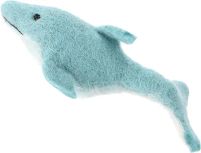 Produktbild von Handgemachte Fingerpuppe aus Filz - Delphin, Blau, Wolle, 4*4*3 cm, Deko aus Filz