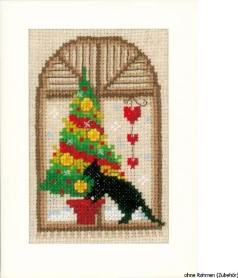 Produktbild von Vervaco Grußkarte, Zählstichset Weihnachtsstimmung 3er Set.