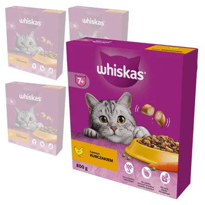 Zdjęcie produktu dla Whiskas Senior 4x800g Sucha Karma Pełnoporcjowa Dla Starszych Kotów Z Kurczakiem