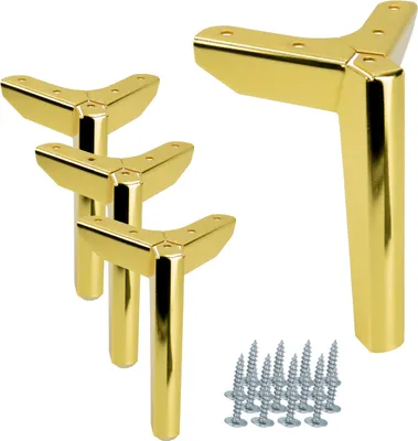 Immagine prodotto di Set di quattro gambe per mobili cromate oro da 15 cm - Gambe in metallo eleganti e resistenti per mobili moderni e classici.