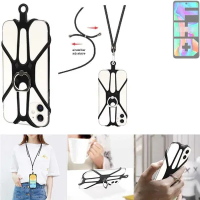 Produktbild von K-S-Trade 3in1 Handykette Handyband Handykordel Halsband Smartphone-Ring Handy-Ring kompatibel mit Infinix Hot 11 2022 Fingerhalterung Handyring