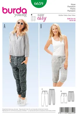 Produktbild von Burda Style Schnittmuster 6659 Relax Hosen für Damen Größen 34 bis 44 Nähen