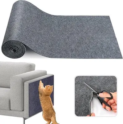 Produktbild von Famanu Kratzmatte für Katzen 40x100 cm – Selbstklebend und zuschneidbar – Schutz für Möbel und Kratzbäume – Grau