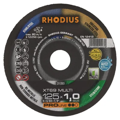 Produktbild von RHODIUS PROline XT69 MULTI BOX Extradünne Trennscheibe 125 x 1,0 x 22,23 mm 10 Stk