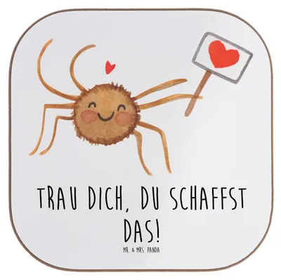 Produktbild von Mr. & Mrs. Panda Untersetzer für Gläser Angst überwinden - Weiß - Geschenk, Unterstützung, Vertrauem, Zuversicht, Sicherheit, gläseruntersetzer, inspirierende Botschaften