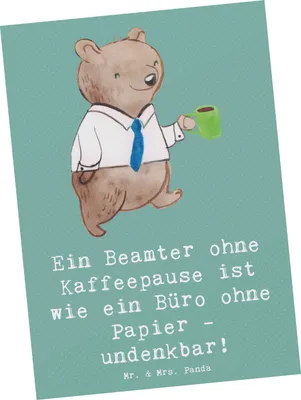 Produktbild von Mr. & Mrs. Panda Postkarte Beamter Kaffeepause - Meeresbrise - Geschenk, Grußkarte, Berufsliebe, kreative Geschenke, handgefertigte Produkte, personalisierte, Zitat