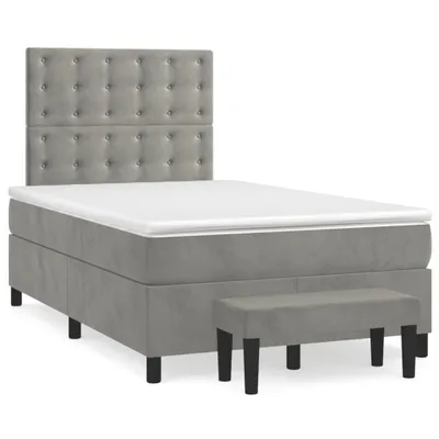 Produktbild von vidaXL Boxspringbett mit Matratze Hellgrau 120x200 cm Samt