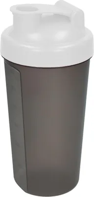 Obrázek produktu pro Šejkr 600 ml "Protein" - Tělocvičný šejkr na proteinové a sportovní nápoje - včetně odnímatelného sítka a praktické stupnice - snadno se čistí - bílý/průsvitně šedý