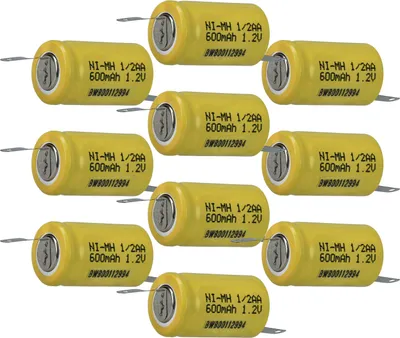 Produktbild von vhbw 10x Akku Ersatz für 1/2AA für Modellbau (600mAh, 1,2V, NiMH, Grün, mit Z-Lötfahne)