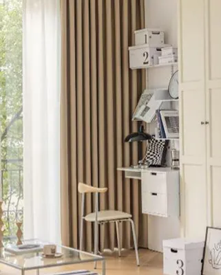 Imagen del producto de Juego de 2 cortinas opacas de color beige, ideales para decoración de ventanas