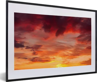 Produktbild von MuchoWow® MuchoWow® Gerahmtes Poster Wolken - Sonne - Rot 60x40 cm - Poster mit zchwarzem Bilderrahmen - Schlafzimmer - Plakat in Rahmen - Drucken