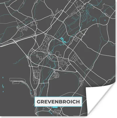 Produktbild von MuchoWow® Poster Stadtplan - Deutschlandkarte - Blau - Grevenbroich- Karte 75x75 cm - Wand Dekoration