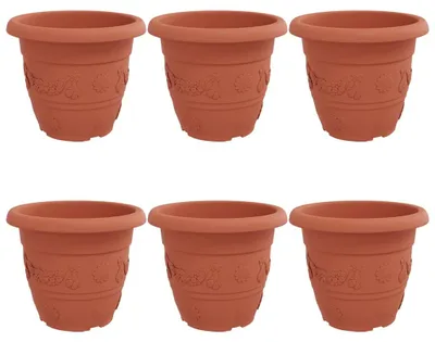 Produktbild von vidaXL Runder Blumentopf 6 stk. Ziegelrot Ø 34 x 28 cm Kunststoff