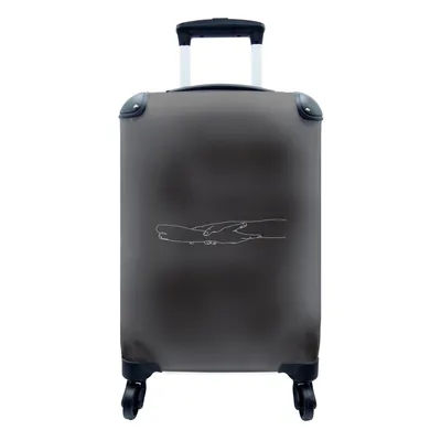 Produktbild von MuchoWow® Koffer Handgepäck Trolley Rollkoffer Kleine Reisekoffer mit 4 Rollen - Hand - Arm - Linienkunst - Cabin Size < 55x40x23 cm & 55x40x20 cm - Fotokoffer - Kabinenkoffer - Boardgepäck - Reise-Box - Reisekoffer - Reisegepäck - Koffer mit Bild - Trolley für Kinder