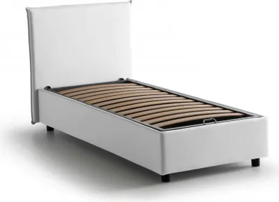Produktbild von Einzelbett Dbaldo, Containerbett mit Stoffbespannung, 100%  Italy, Frontöffnung, passend für Matratze Cm 90x190, Weiß