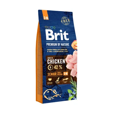 A bag of Brit Premium By Nature Senior dog food.