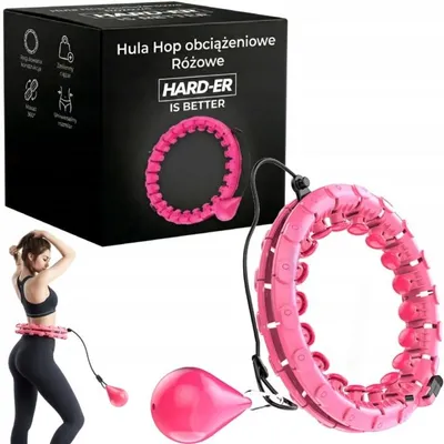 Obrázok produktu pre Hula hoop s váhou a masážnymi výstupkami ružový, nastaviteľný fitness kruh na tréning pásu, brucha a chrbta