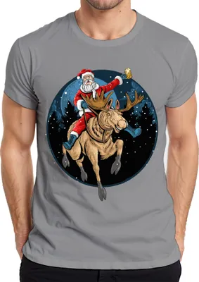 Produktbild von Weihnachtsmann Bier Rentier - Weihnachten Weihnachtsgeschenk Christmas Herren T-Shirt, Grau, XXL