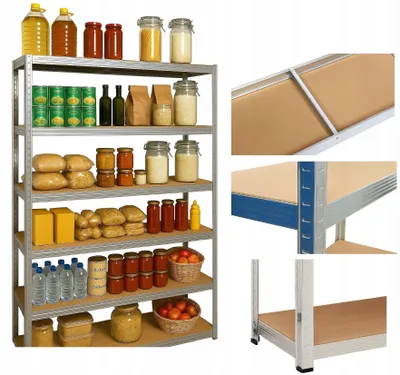 Zdjęcie produktu dla Regał Magazynowy Metalowy 6 półek Spiżarnia Garaż Piwnica 222x110x50 1050kg