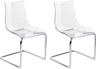 Produktbild von BELIANI Esszimmerstuhl 2er Set Transparent aus Kunststoff Freischwinger Durchsichtig Modernes Design Plastikstühle Esszimmer Küche