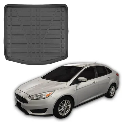 Produktbild von SCOUTT | Kofferraumwanne Laderaumwanne Kompatibel mit Ford Focus 3 4D Sedan 2011-2018, mit Hoher Rand, Kofferraum-Schutzmatte, Geriffelt, Aufrollbar, Schwarz