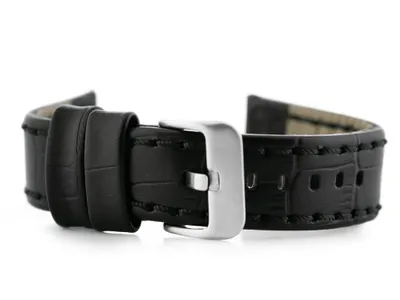 Zdjęcie produktu dla Skórzany pasek do zegarka W49 - Czarny - 20 mm