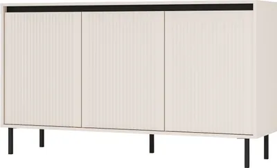 Produktbild von Masseno Kommode OSTIA 149 cm Sideboard mit 3 Türen für Wohnzimmer Schlafzimmer Modern 149x40x85 cm Beige / Beige