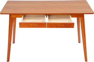 Obrázek produktu pro Psací/počítačový stůl - Obdélníkový tvar - 120 × 55 × 74 cm - 2 zásuvky - Skryté úchyty - MDF a kaučukovník - Ořechové dřevo