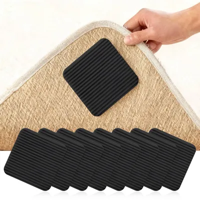 Antirutschmatten-Set 8er, waschbar, 10x10 cm, schwarz