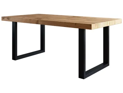 Produktbild von Furneo | Esstisch - Ausziehbarer Tisch - 160x90 cm - Klapptisch Esstisch - ausziehbar auf 260 cm - Eiche Wotan - mit schwarzen Metallbeine- Loft Tisch