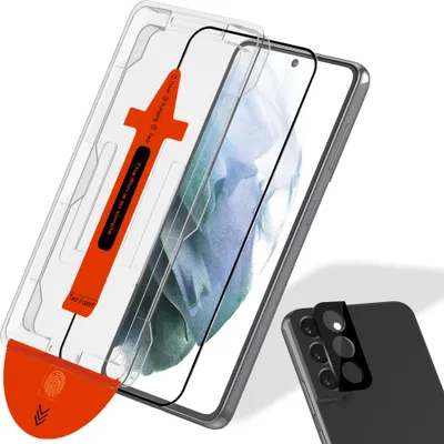 Zdjęcie produktu dla 1-pak Samsung S21 Szkło ochronne na ekran & 1-pak ochrona obiektywu - Szkło hartowane | [Automatyczna instalacja] - Bez bąbelków
