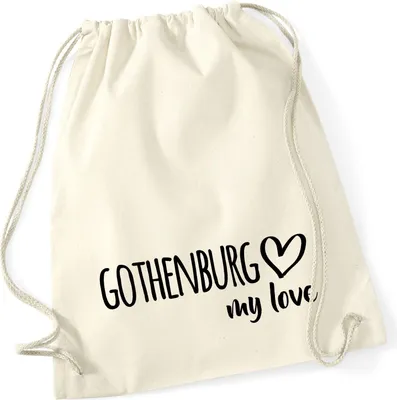 Produktbild von Huuraa Turnbeutel Gothenburg my love 12 Liter Natural Baumwolle Rucksack Geschenkidee