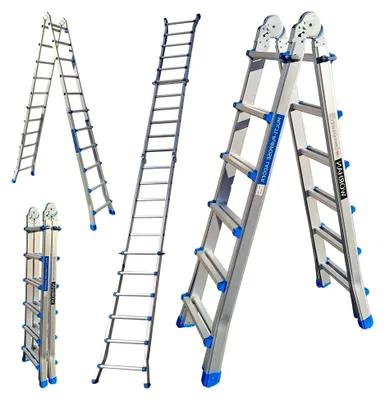 Produktbild von Teleskopleiter 587 cm Anlegeleiter Klappleiter Multifunktionsleiter