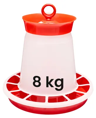 Produktbild von Garronda Hühnerfutter Automat 8 kg mit Tragegriff, automatischer Futterautomat für Hühner, leicht zu reinigen Vogelfutterspender, Küken und Geflügel, aus Kunststoff GD-0139