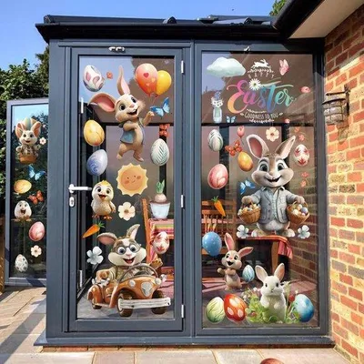 Produktbild von Pasen Deko Stickers für Fenster, Fenstersticker für Ostern, Osterei Fenstersticker, Fenstersticker für Ostern Deko