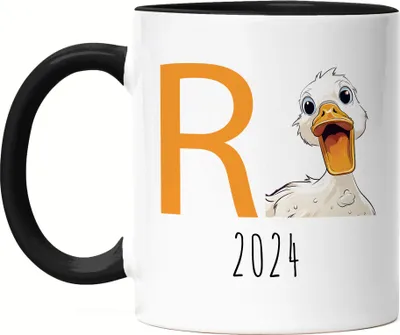 Produktbild von R Ente 2024 Tasse Schwarz Rente Geschenk Ruhestand Humor Wortwitz