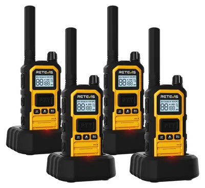 Image de Talkie-walkie longue portée - Jaune, 16 canaux - Batterie 2000 mAh - Étanchéité IP67 - Robuste, idéal pour les chantiers