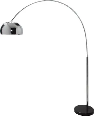 Produktbild von cagü: Design Bogenlampe LUXX Chrom glänzend mit Marmorfuß Schwarz 170-210cm Höhe verstellbar Designklassiker