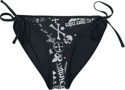 Produktbild von Rock Rebel by EMP Damen schwarzes Bikini-Unterteil Mix and Match mit Skull und Label Print XXL