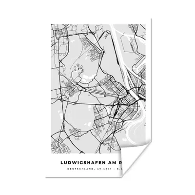 Produktbild von MuchoWow® Poster Karte - Ludwigshafen Am Rhein - Deutschland - Stadtplan - Karte 120x180 cm - Kunstposter