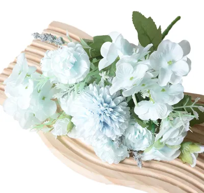 Produktbild von Künstlicher Blumenstrauß aus Pfingstrosen, Chrysanthemen und Hortensien aus Seide – ideal für Hochzeitsfeiern, Heimdekoration und Tischdekoration.
