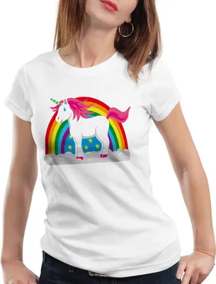 Produktbild von style3 Einhorn Damen T-Shirt Regenbogen Unicorn, Größe:2XL