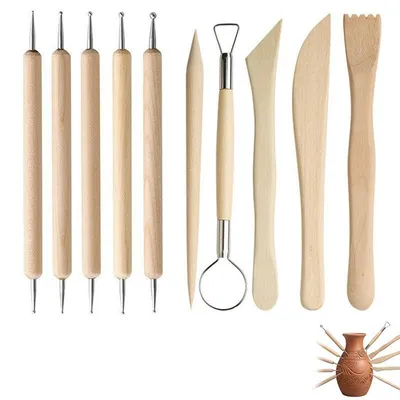 Modellierwerkzeug-Set 10-tlg. aus Holz/Metall, ergonomisch