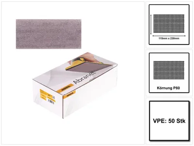 Produktbild von Mirka ABRANET Schleifstreifen Grip 115x230mm P80 50 Stk. ( 5411205080 )