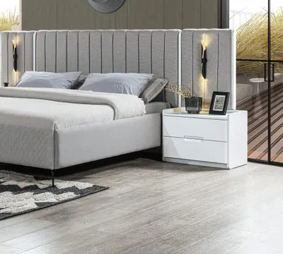 Image de Table de chevet chambre bois blanc moderne compact table d'appoint
