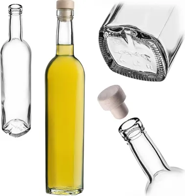 Produktbild von KADAX Leere Glasflaschen 500ml, 1 Stück, Weinflaschen mit Korken, Flaschen zum Befüllen von Likör, Wein, Schnaps, Öl & Essig, Likörflaschen, Schnapsflaschen